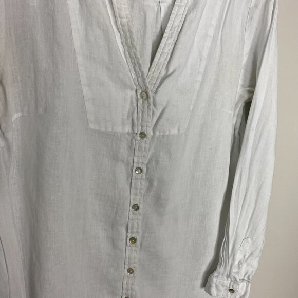 Sundance Linen Tunic Shirt Mother of Pearl Buttons Womens Medium White - Picture 4 of 6